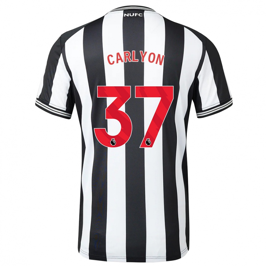 レディースフットボールネイサン・マシュー・カーリヨン#37黒、白ホームシャツ2023/24ジャージーユニフォーム