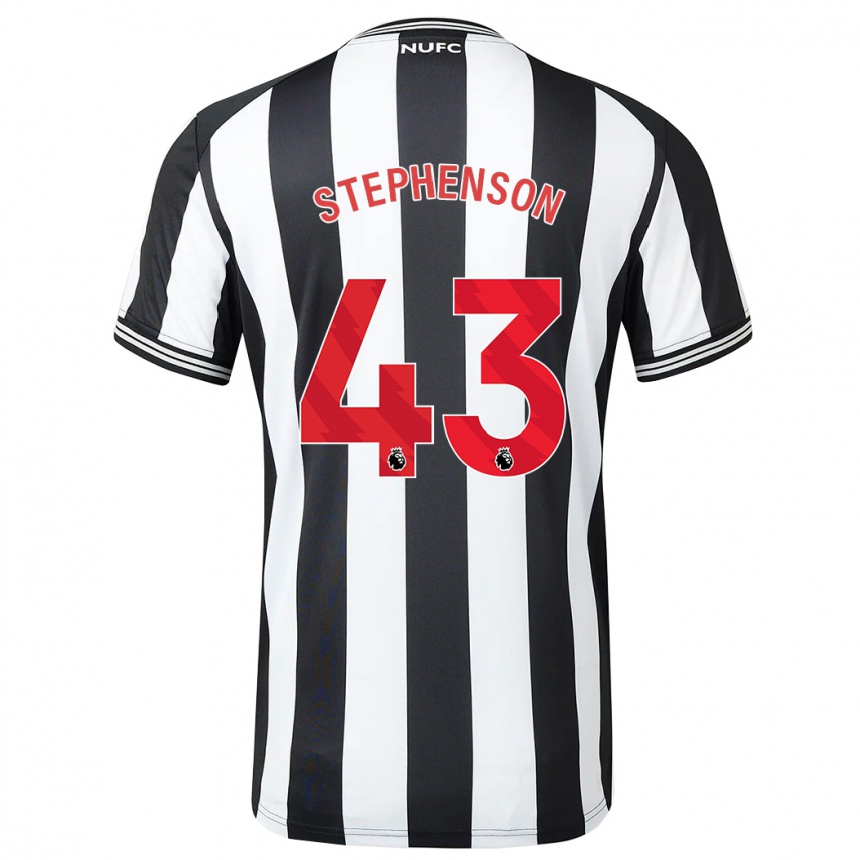 レディースフットボールディラン・スティーブンソン#43黒、白ホームシャツ2023/24ジャージーユニフォーム