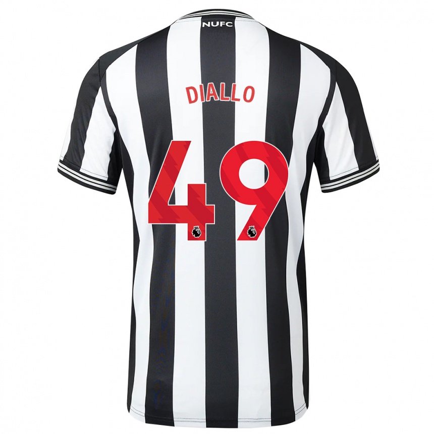 レディースフットボールアマドゥ・ディアロ#49黒、白ホームシャツ2023/24ジャージーユニフォーム