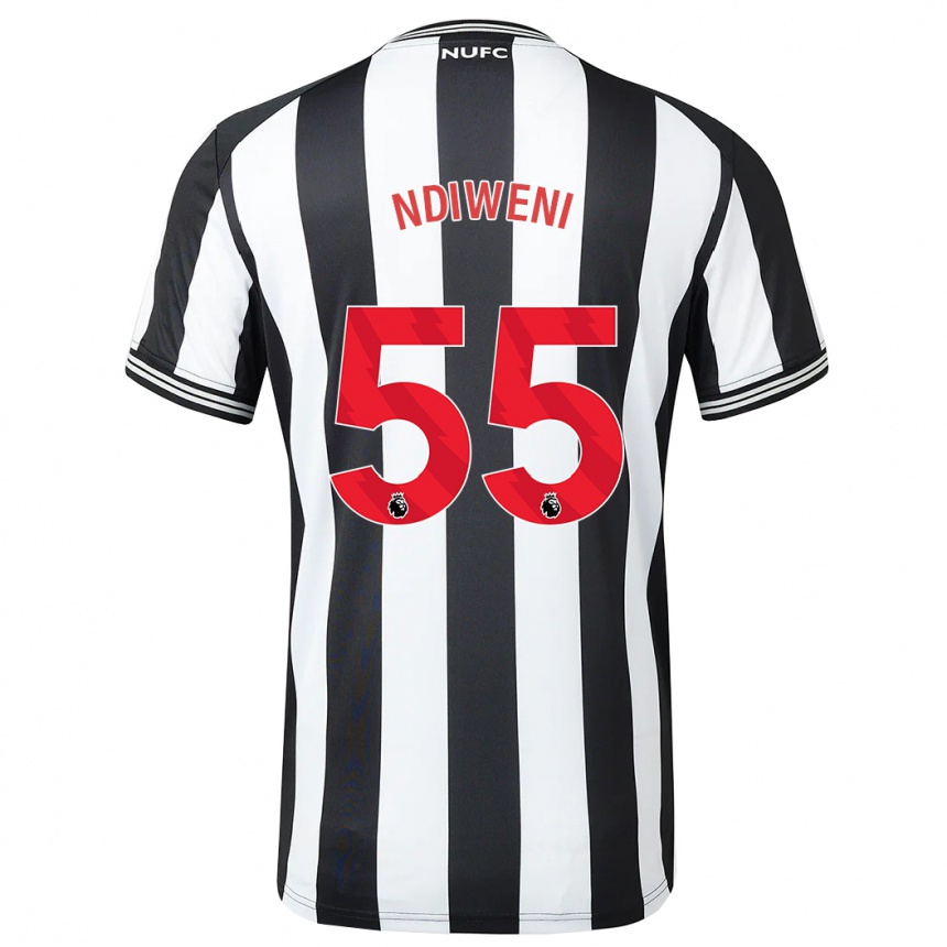 レディースフットボールマイケル・ンディウェニ#55黒、白ホームシャツ2023/24ジャージーユニフォーム