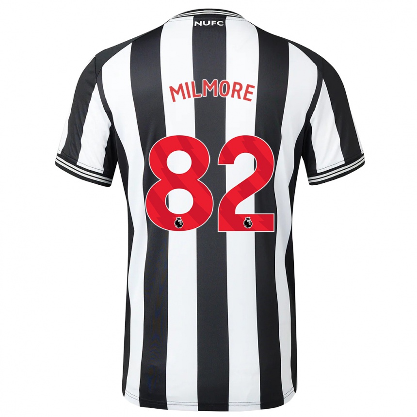レディースフットボールカーター・ミルモア#82黒、白ホームシャツ2023/24ジャージーユニフォーム