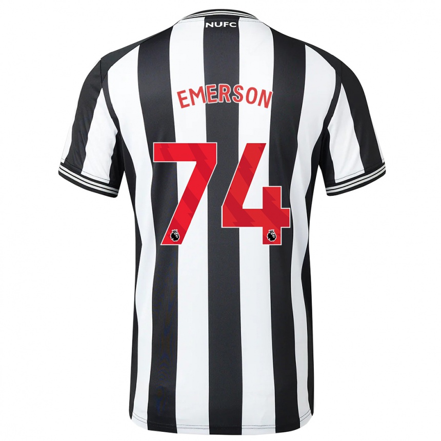 レディースフットボールジョニー・エマーソン#74黒、白ホームシャツ2023/24ジャージーユニフォーム