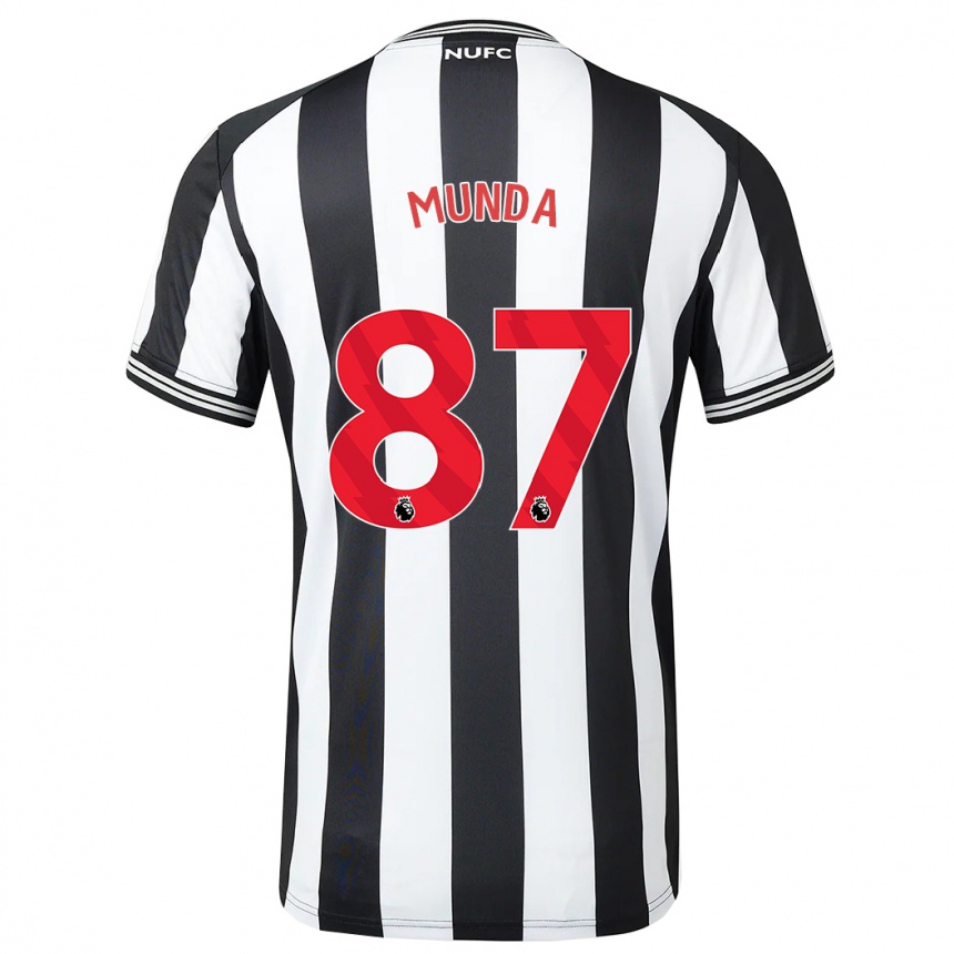 レディースフットボールアンソニー・ジュニア・ムンダ#87黒、白ホームシャツ2023/24ジャージーユニフォーム