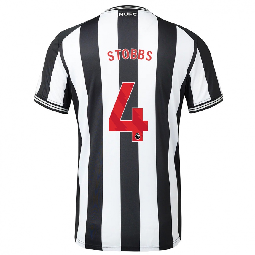 レディースフットボールアンバー・キーガン・ストッブス#4黒、白ホームシャツ2023/24ジャージーユニフォーム