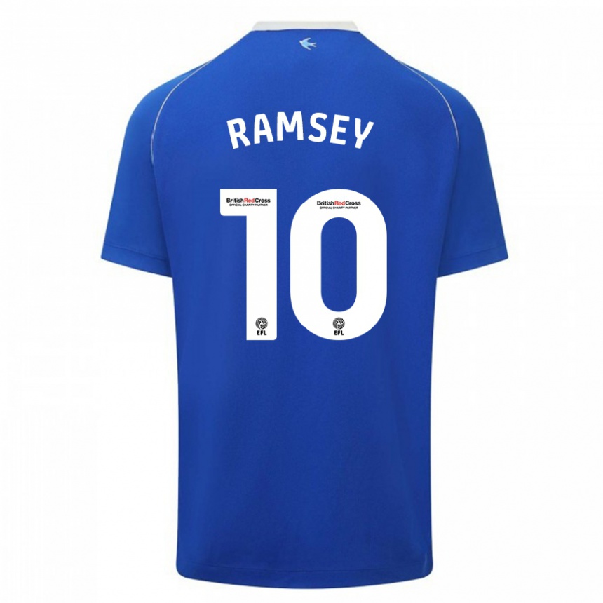 レディースフットボールアーロン・ラムジー#10青ホームシャツ2023/24ジャージーユニフォーム