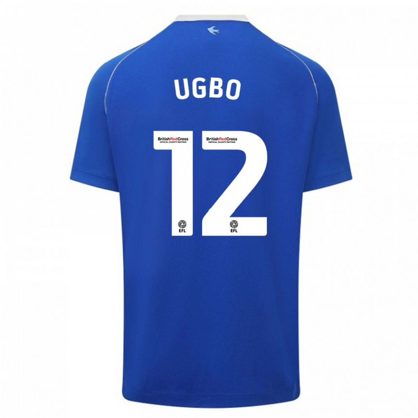 レディースフットボールアイク・ウグボ#12青ホームシャツ2023/24ジャージーユニフォーム