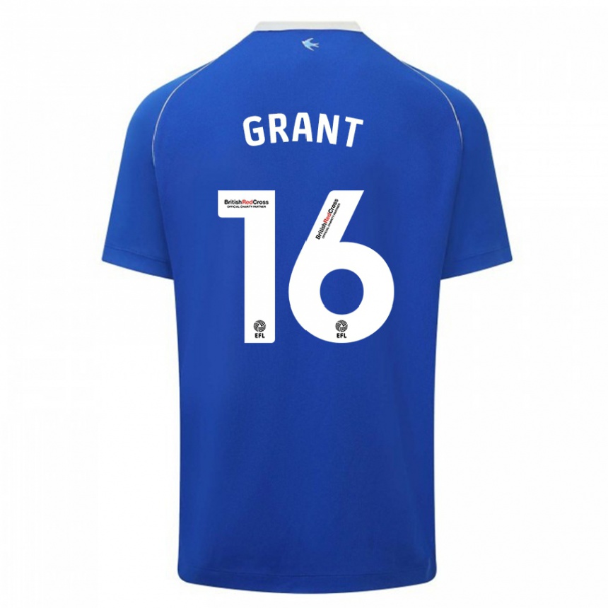 レディースフットボールカーラン・グラント#16青ホームシャツ2023/24ジャージーユニフォーム
