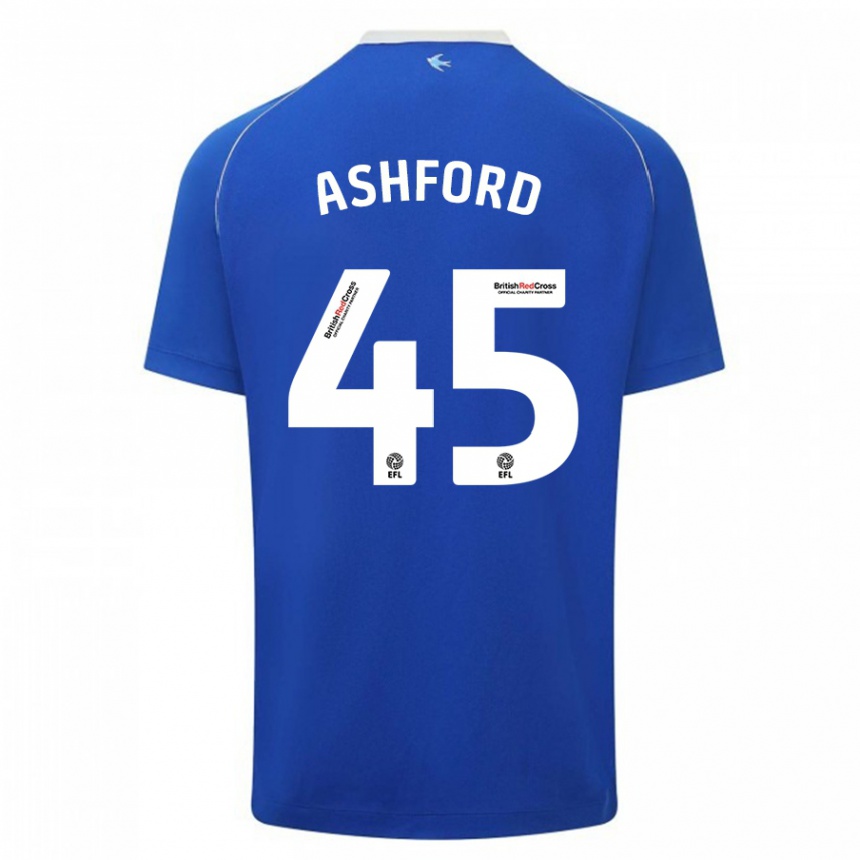 レディースフットボールシアン・アシュフォード#45青ホームシャツ2023/24ジャージーユニフォーム