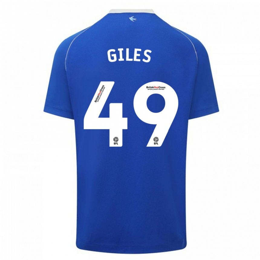 レディースフットボールルイー・ジャイルズ #49青ホームシャツ2023/24ジャージーユニフォーム