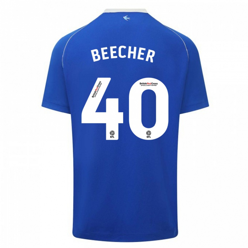レディースフットボールジョシュア・ビーチャー#40青ホームシャツ2023/24ジャージーユニフォーム