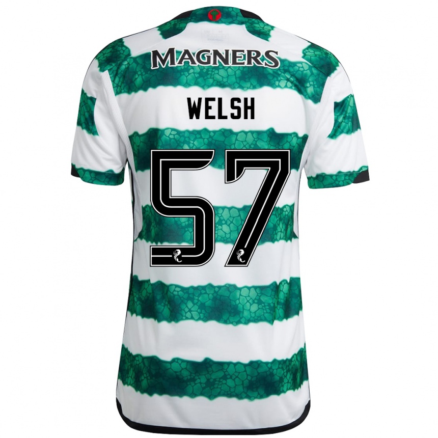 レディースフットボールスティーヴン・ウェルシュ#57緑ホームシャツ2023/24ジャージーユニフォーム