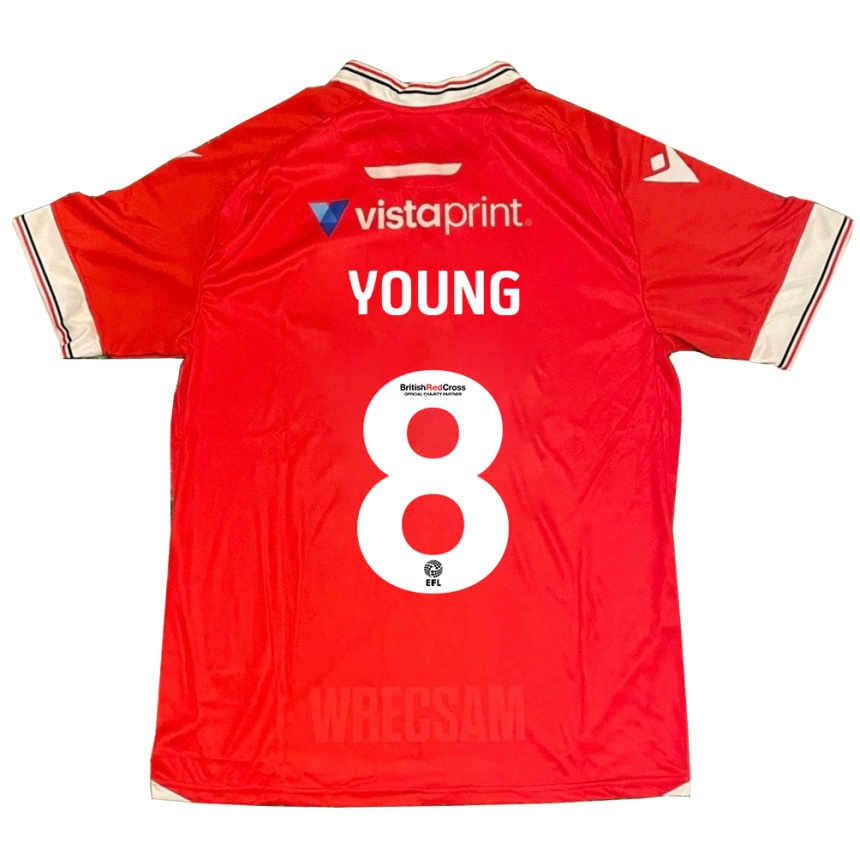 レディースフットボールルーク・ヤング #8赤ホームシャツ2023/24ジャージーユニフォーム
