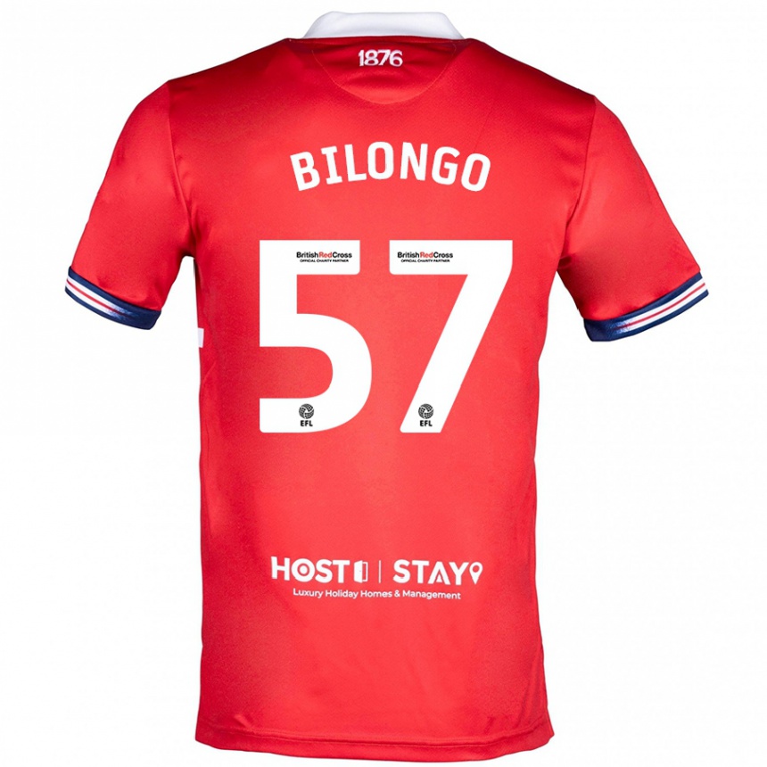 レディースフットボールブライアント・ビロンゴ#57赤ホームシャツ2023/24ジャージーユニフォーム