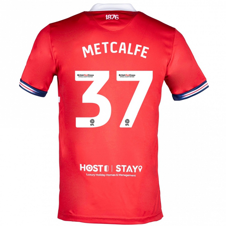 レディースフットボールマックス・メトカーフ#37赤ホームシャツ2023/24ジャージーユニフォーム