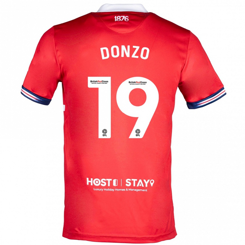 レディースフットボールジョリー・ドンゾ#19赤ホームシャツ2023/24ジャージーユニフォーム
