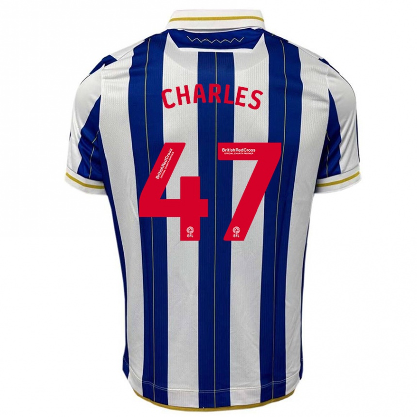 レディースフットボールピアス・チャールズ#47ブルーホワイトホームシャツ2023/24ジャージーユニフォーム
