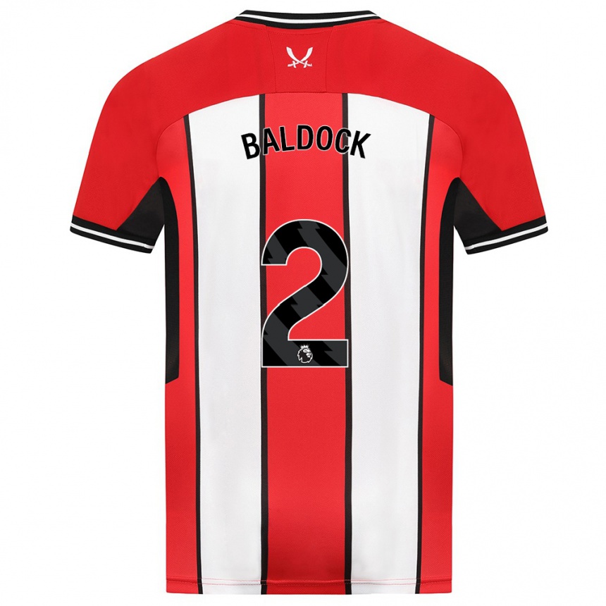 レディースフットボールジョージ・バルドック#2赤ホームシャツ2023/24ジャージーユニフォーム