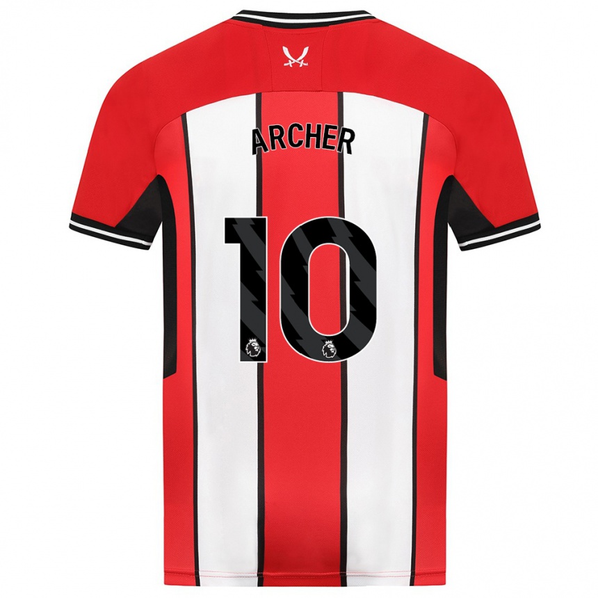 レディースフットボールキャメロン・アーチャー#10赤ホームシャツ2023/24ジャージーユニフォーム