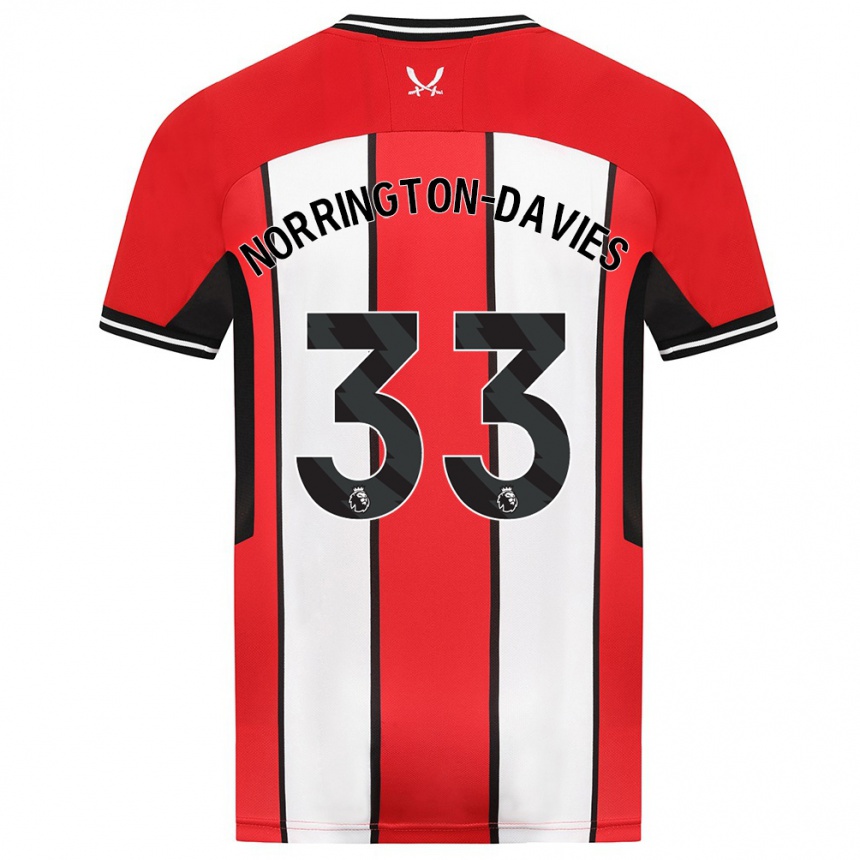 レディースフットボールリース・ノリントン=デイビス#33赤ホームシャツ2023/24ジャージーユニフォーム