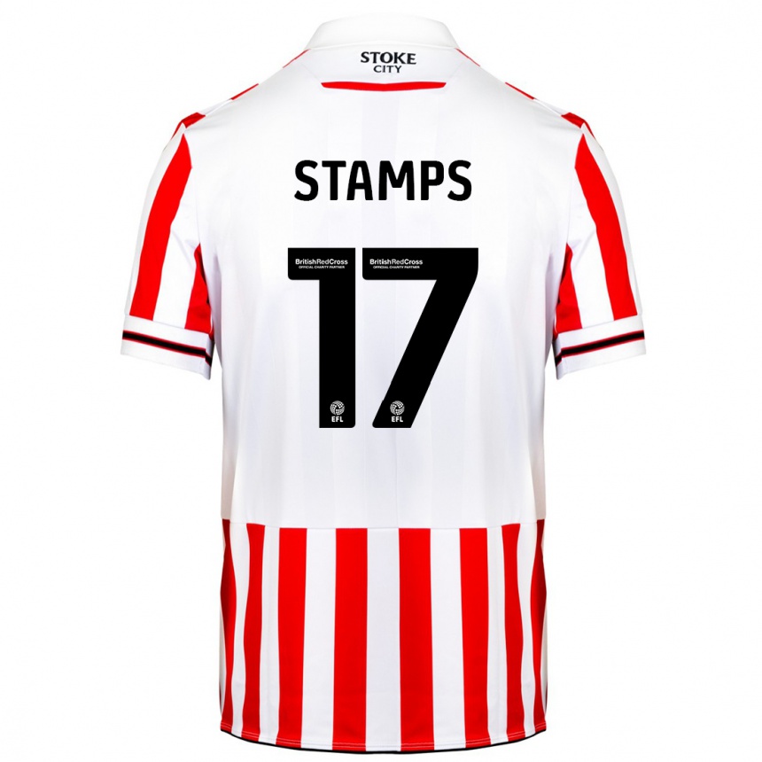 レディースフットボールシャノン・スタンプス#17赤白ホームシャツ2023/24ジャージーユニフォーム