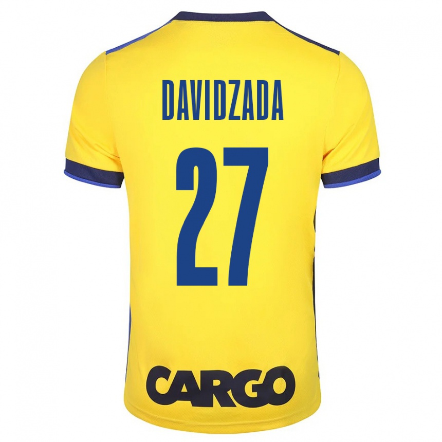 レディースフットボールオフィル・ダヴィジャダ#27イエローホームシャツ2023/24ジャージーユニフォーム