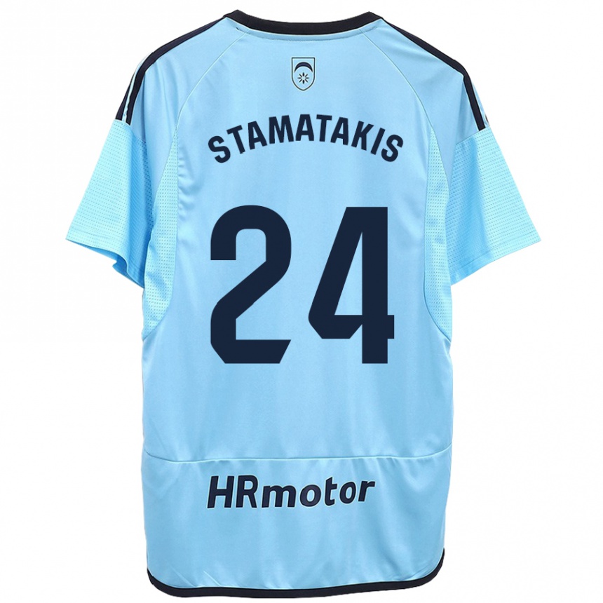 レディースフットボールディミトリオス・スタマタキス#24青アウェイシャツ2023/24ジャージーユニフォーム
