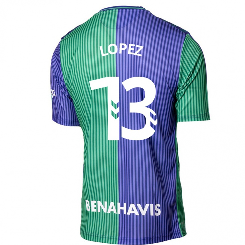 レディースフットボールカルロス・ロペス#13緑青アウェイシャツ2023/24ジャージーユニフォーム