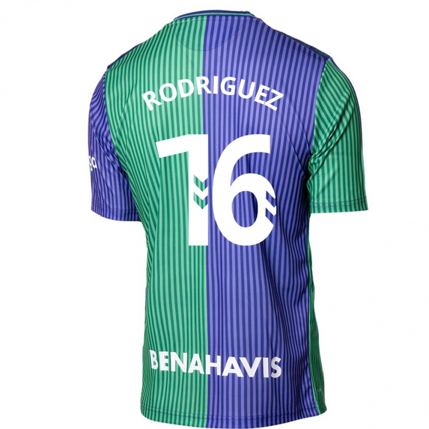 レディースフットボールヘナロ・ロドリゲス#16緑青アウェイシャツ2023/24ジャージーユニフォーム