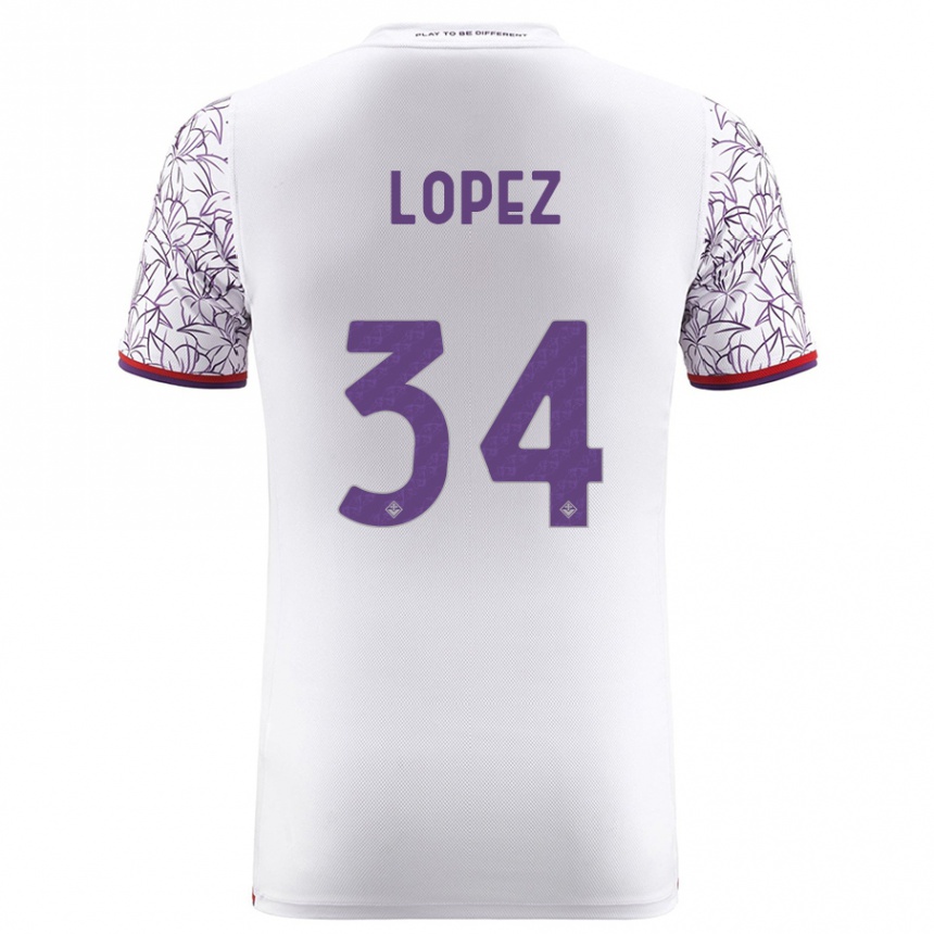 レディースフットボールルーカス・ロペス#34白アウェイシャツ2023/24ジャージーユニフォーム