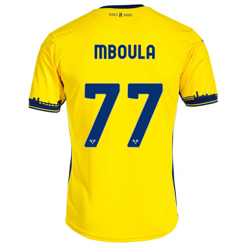 レディースフットボールジョルディ・ムブラ#77イエローアウェイシャツ2023/24ジャージーユニフォーム