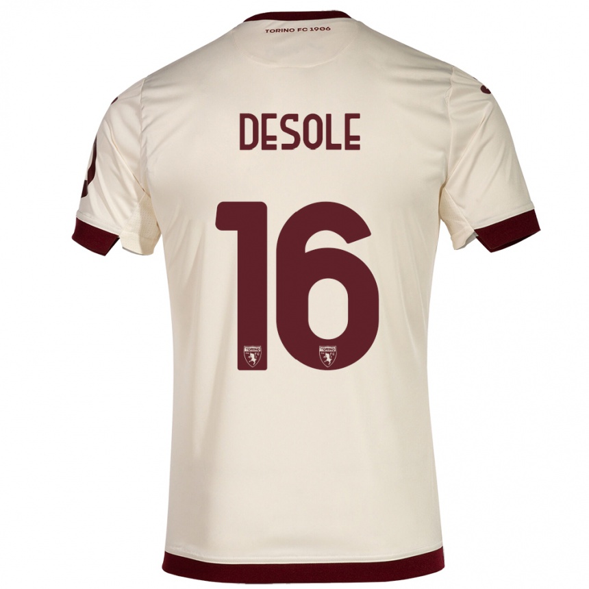 レディースフットボールファビオ・デソーレ#16シャンパンアウェイシャツ2023/24ジャージーユニフォーム