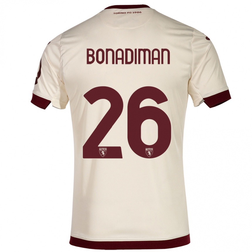 レディースフットボールマテオ・ボナディマン#26シャンパンアウェイシャツ2023/24ジャージーユニフォーム