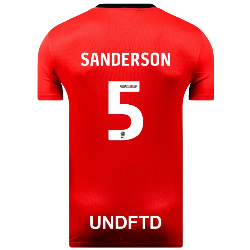 レディースフットボールディオン・サンダーソン#5赤アウェイシャツ2023/24ジャージーユニフォーム