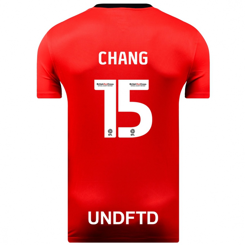レディースフットボールアルフィー・チャン#15赤アウェイシャツ2023/24ジャージーユニフォーム
