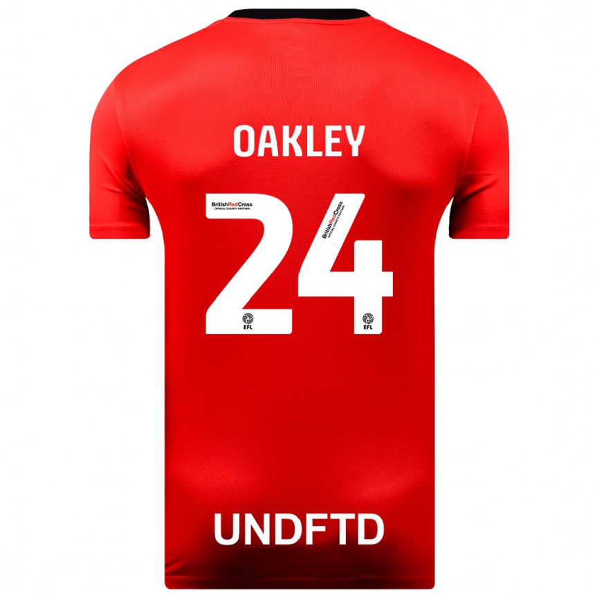 レディースフットボールマルセル・オークリー#24赤アウェイシャツ2023/24ジャージーユニフォーム