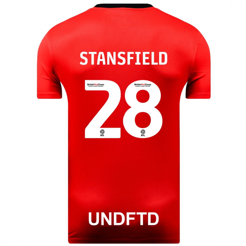 レディースフットボールジェイ・スタンスフィールド#28赤アウェイシャツ2023/24ジャージーユニフォーム