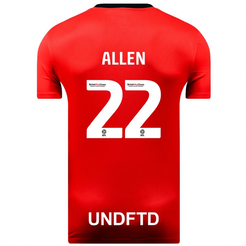 レディースフットボールレミ・アレン#22赤アウェイシャツ2023/24ジャージーユニフォーム