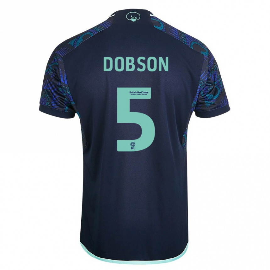 レディースフットボールエリー・ドブソン#5青アウェイシャツ2023/24ジャージーユニフォーム