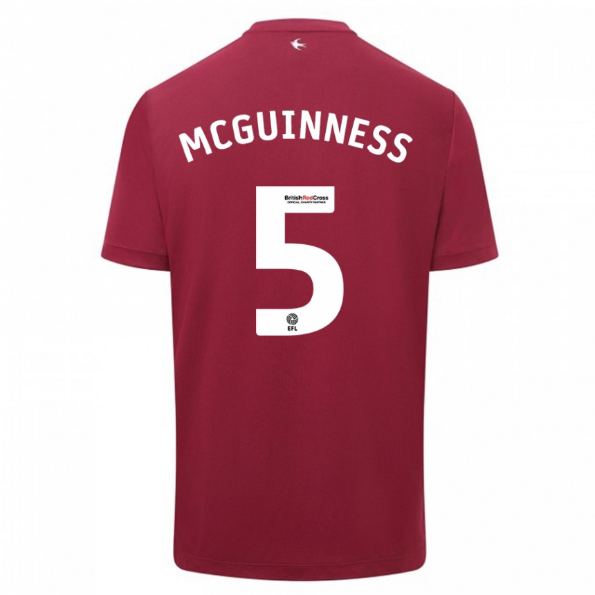 レディースフットボールマーク・マクギネス#5赤アウェイシャツ2023/24ジャージーユニフォーム