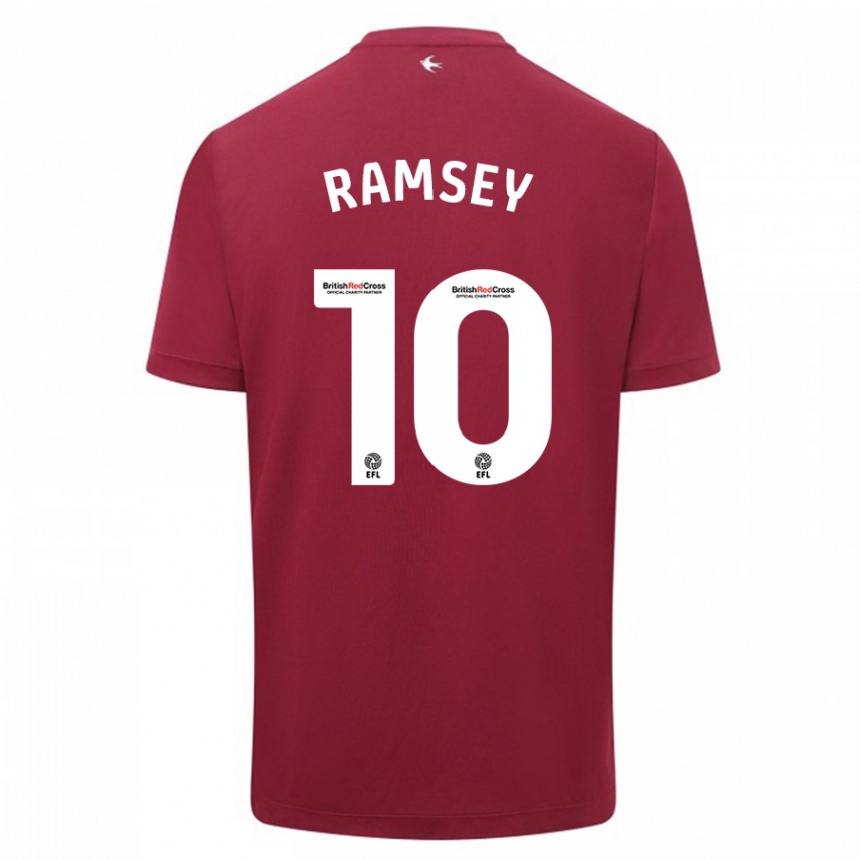 レディースフットボールアーロン・ラムジー#10赤アウェイシャツ2023/24ジャージーユニフォーム