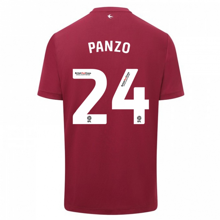 レディースフットボールジョナサン・パンゾ #24赤アウェイシャツ2023/24ジャージーユニフォーム