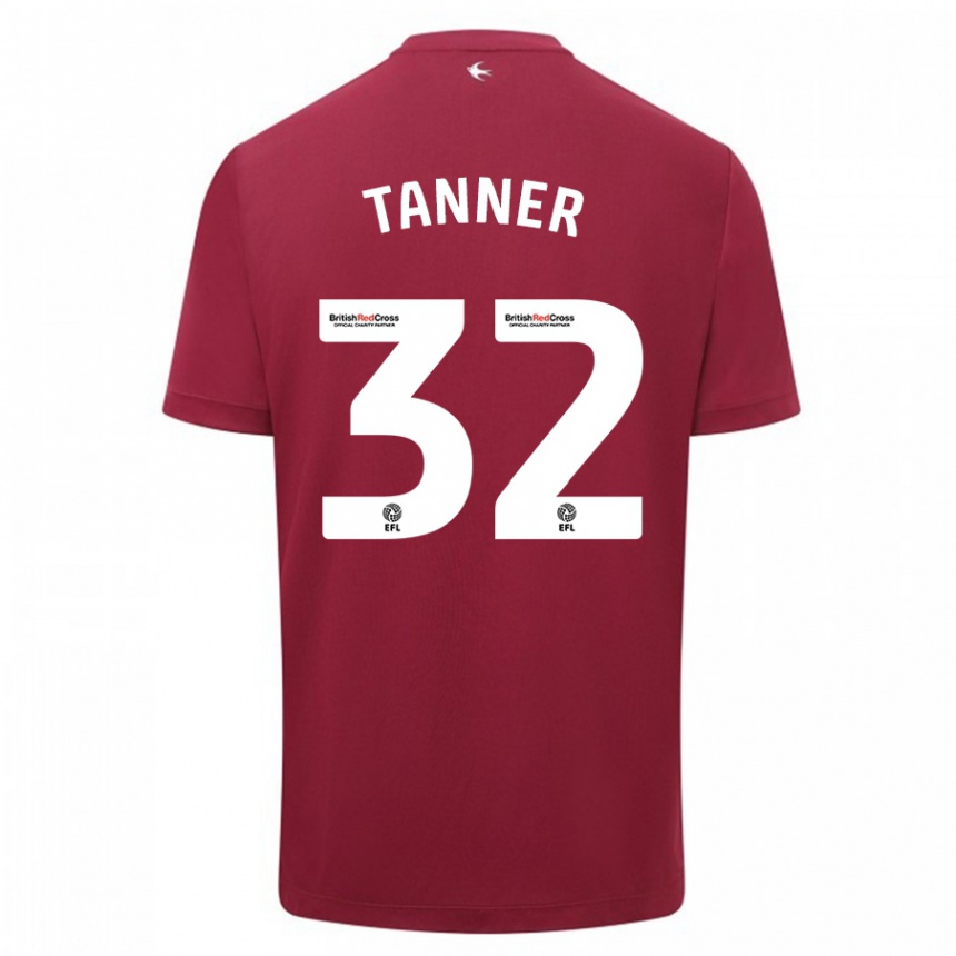 レディースフットボールオルリー・タナー#32赤アウェイシャツ2023/24ジャージーユニフォーム