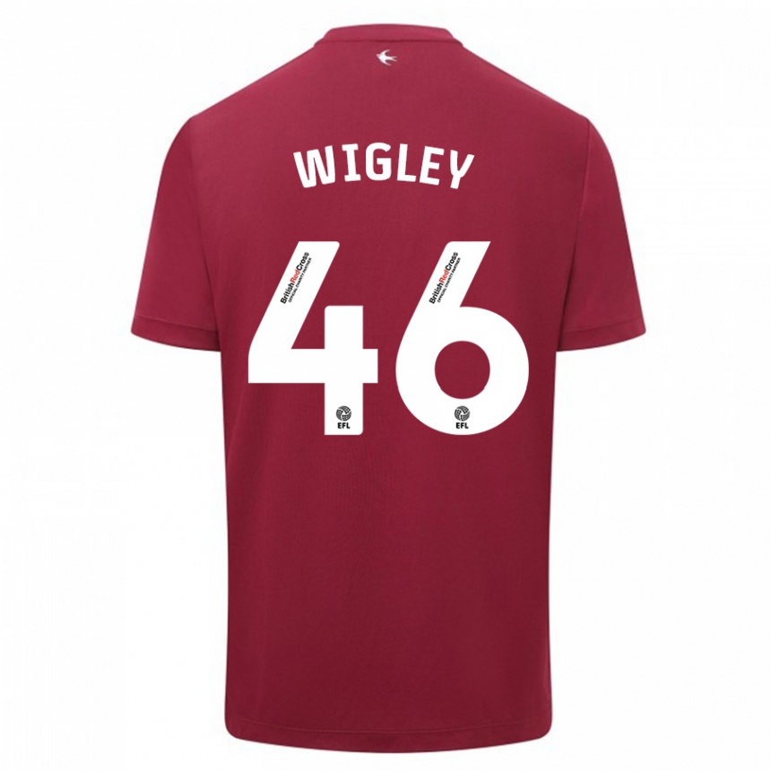 レディースフットボールモーガン・ウィグリー#46赤アウェイシャツ2023/24ジャージーユニフォーム