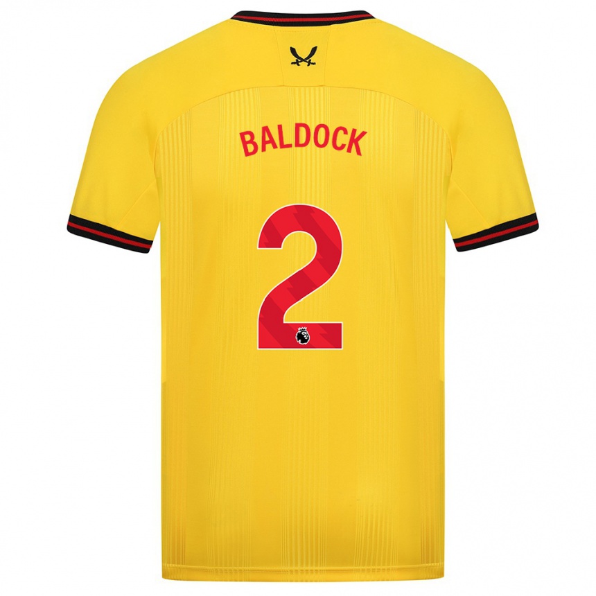 レディースフットボールジョージ・バルドック#2イエローアウェイシャツ2023/24ジャージーユニフォーム