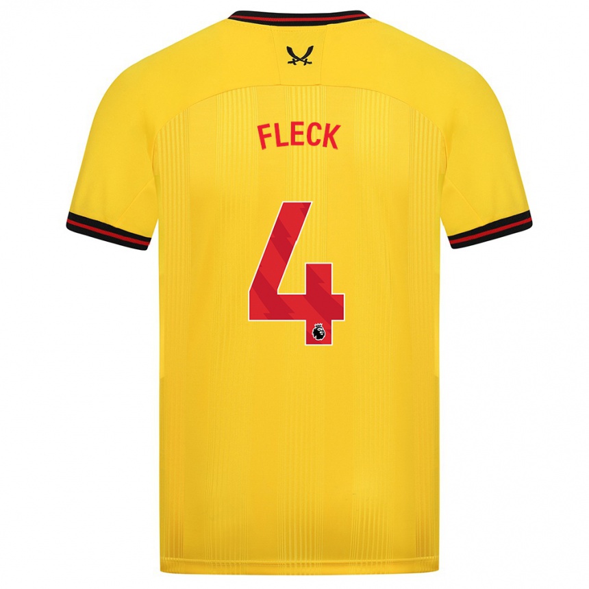 レディースフットボールジョン・フレック#4イエローアウェイシャツ2023/24ジャージーユニフォーム