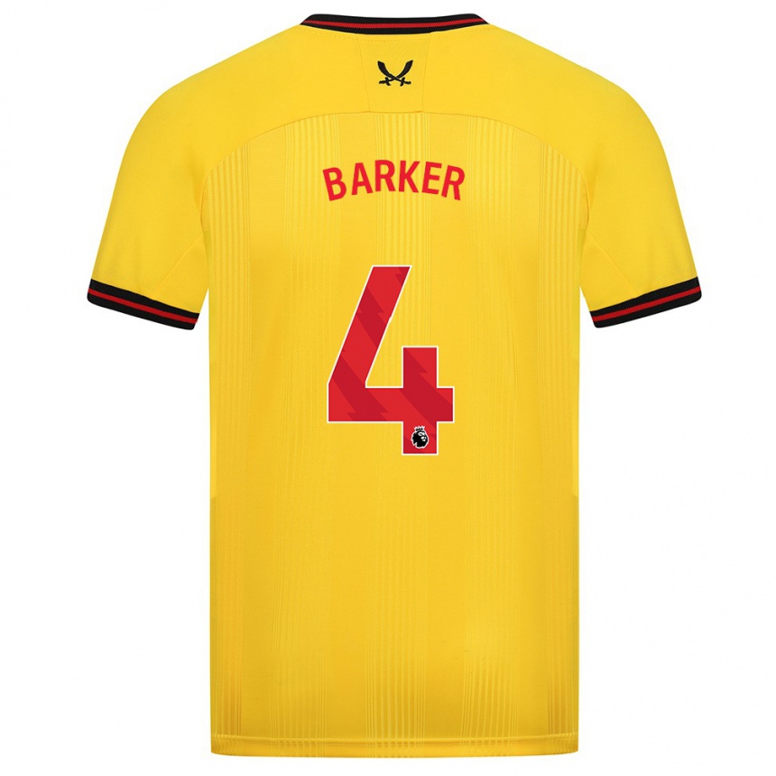 レディースフットボールソフィー・バーカー#4イエローアウェイシャツ2023/24ジャージーユニフォーム