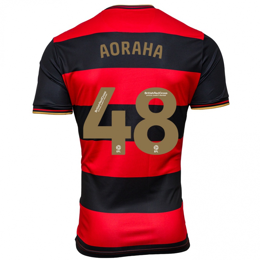 レディースフットボールアレクサンダー・アオラハ#48黒赤アウェイシャツ2023/24ジャージーユニフォーム