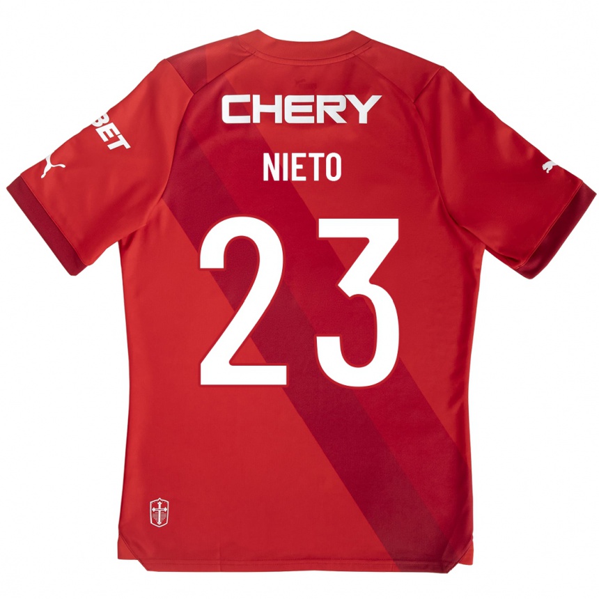 レディースフットボールバイロン・ニエト#23赤アウェイシャツ2023/24ジャージーユニフォーム