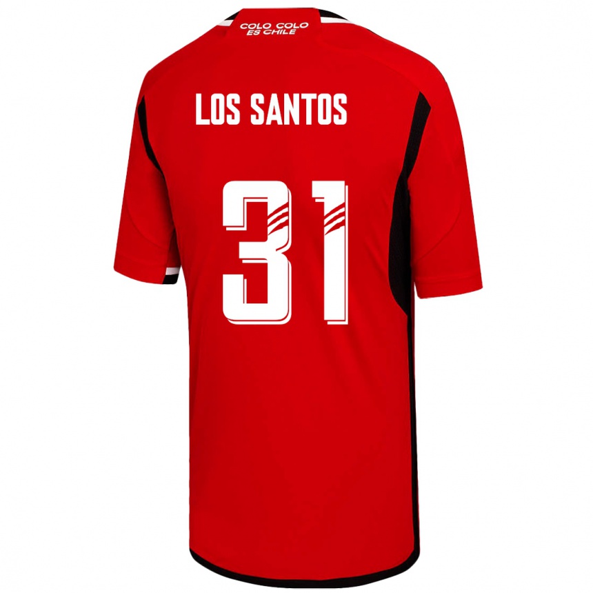 レディースフットボールマティアス・デ・ロス・サントス#31赤アウェイシャツ2023/24ジャージーユニフォーム