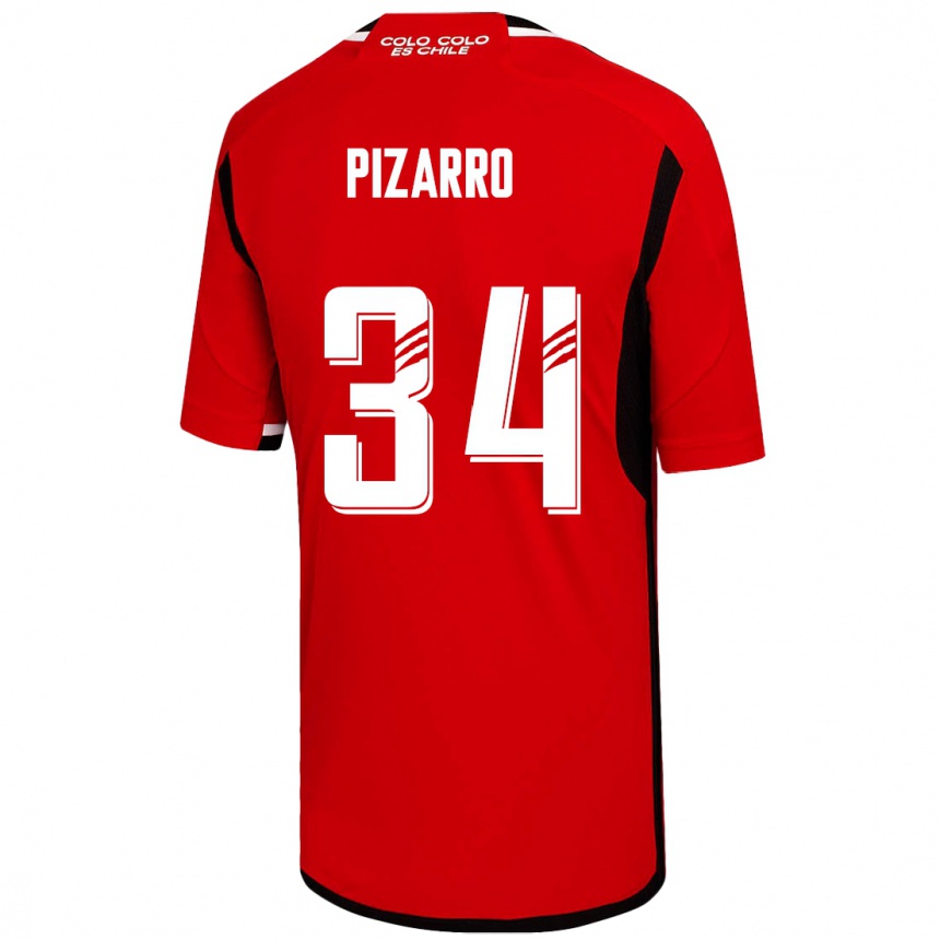 レディースフットボールビセンテ・ピサーロ#34赤アウェイシャツ2023/24ジャージーユニフォーム